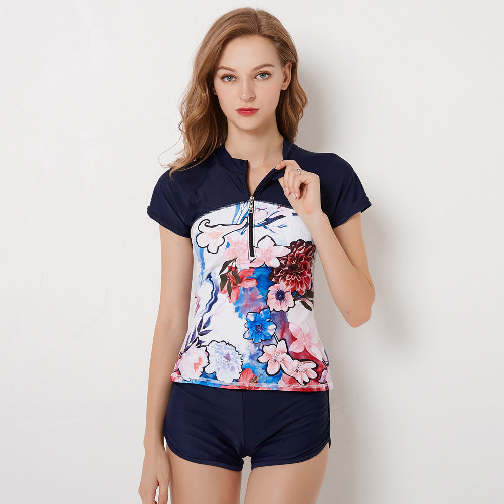 Floral Tankini with Boyshorts Swimsuit Set