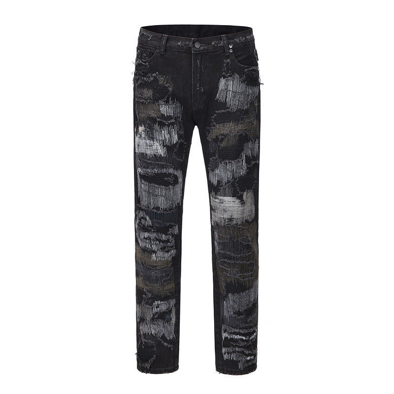God Cow Embroidered Patch on Destruction Jeans