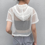 Sheer Mesh Oversized Short Sleeve Cover-Up Top