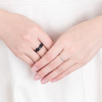 Black and White Cat Couple Ring