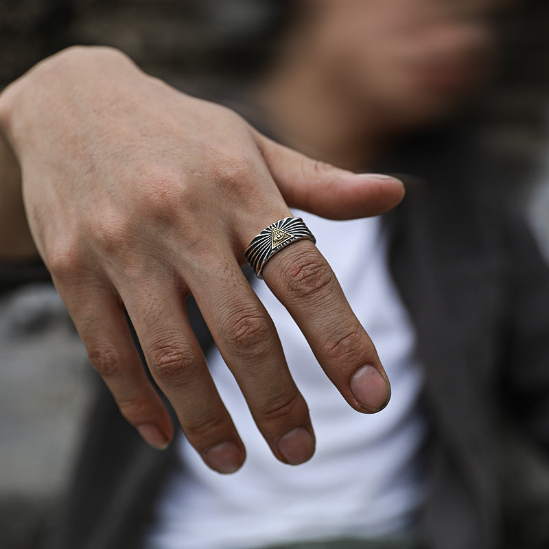 Men's Vintage God Eye Ring with Open Design | Jewelry