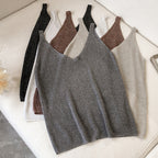 Slim Knit V-Neck Sleeveless Tank Top for Women