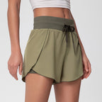 Quick-Drying Women's High Waist Two-in-One Sports Shorts