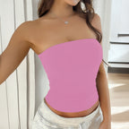 Women's Solid Color Backless Knitted Tube Top