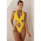 Halter Crossover Cutout High-Cut One-Piece Swimsuit
