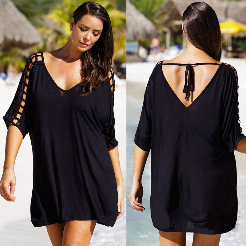Plus Size Cutout-Sleeve Beach Cover-Up Dress