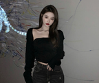 Sexy Adjustable Waistband Crop Top with Lace-Up Design
