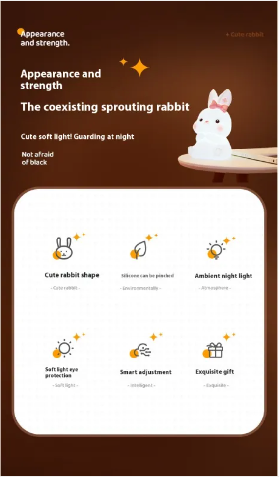 Rechargeable Easter Bunny Nightlight - Holiday Kids LED Lamp