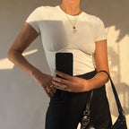 Fashionable Women's Solid Crop Top with Long Sleeves