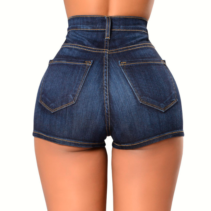 Women's Blue Slim Fit Denim Shorts for Beach & Events