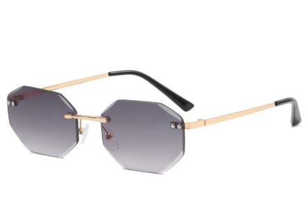 Frameless Polygon Sunglasses – Trendy Geometric Unisex Shades