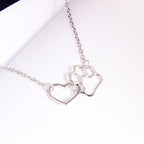 Heart and Paw Pendant Hollow Collarbone Necklace