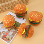 Hamburger Dog Chew Toy with Sound - Durable Plush Pet Toy