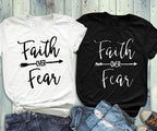 Faith Over Fear Cotton Couple T-Shirt for Men and Women | Faith Streetwear