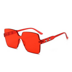 Red Oversized Rimless Square Sunglasses