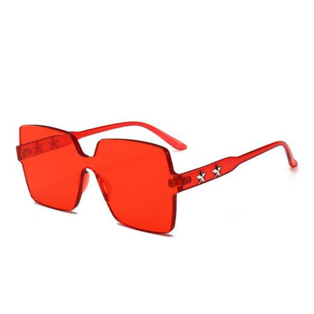 Red Oversized Rimless Square Sunglasses