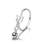 Hollow Cat Bell Ring with Simple Tassel