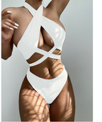 One-Shoulder Cutout Buckle Bikini Set