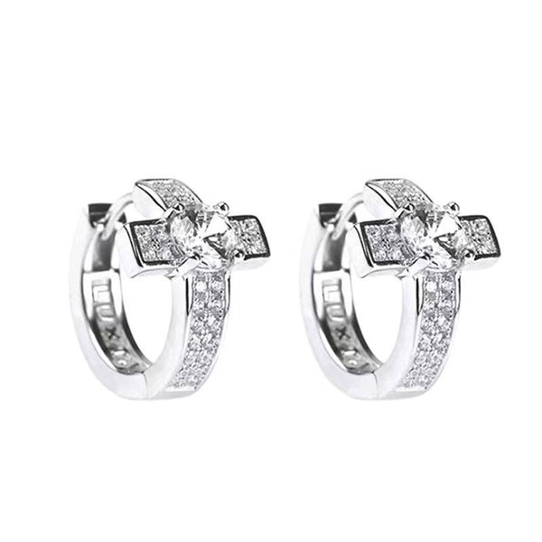 Men's Cross Earrings with Zircon Hip Hop Style