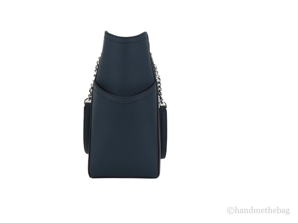 Michael Kors Jet Set Large Navy Saffiano X Cross Chain Shoulder Tote Hand Bag