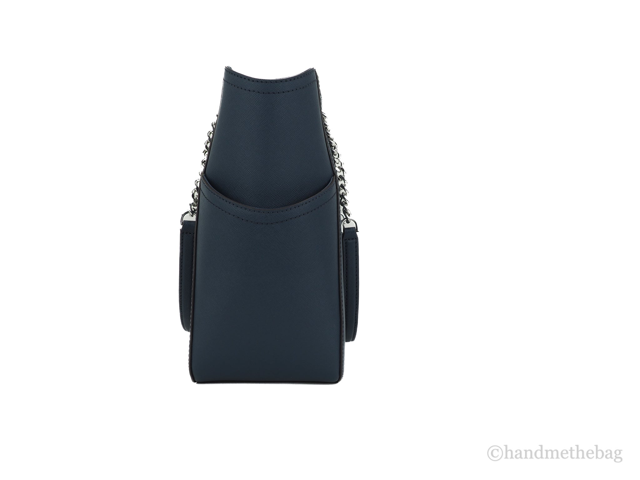 Michael Kors Jet Set Large Navy Saffiano X Cross Chain Shoulder Tote Hand Bag
