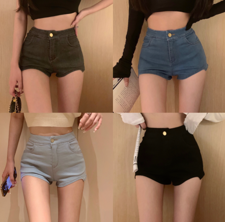 Trendy Women's Irregular Elastic Thin Jeans Hot Pants