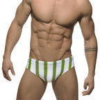 Men's Green Striped Swim Briefs
