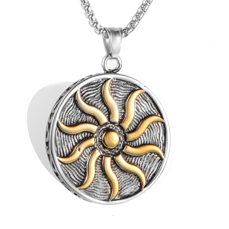 Flame Pendant Necklace with Stainless Steel Sun God
