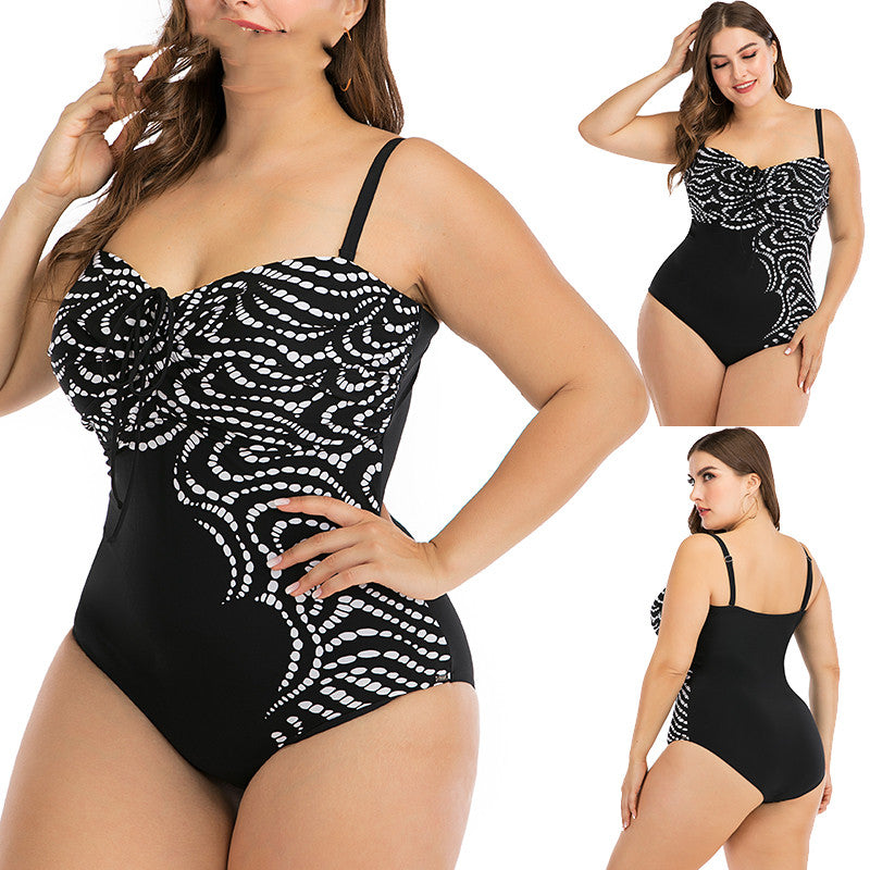 Plus Size Printed Ruched One-Piece Swimsuit