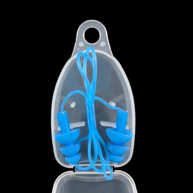 Corded Silicone Swimming Earplugs with Case