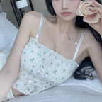 French Floral Shirred Camisole Crop Top
