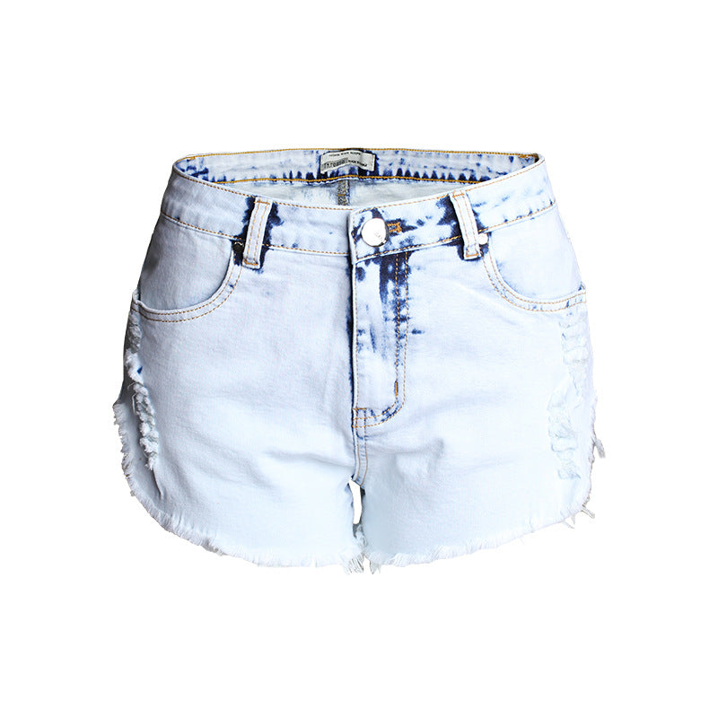 High-Waisted Light Wash Distressed Denim Shorts for Women
