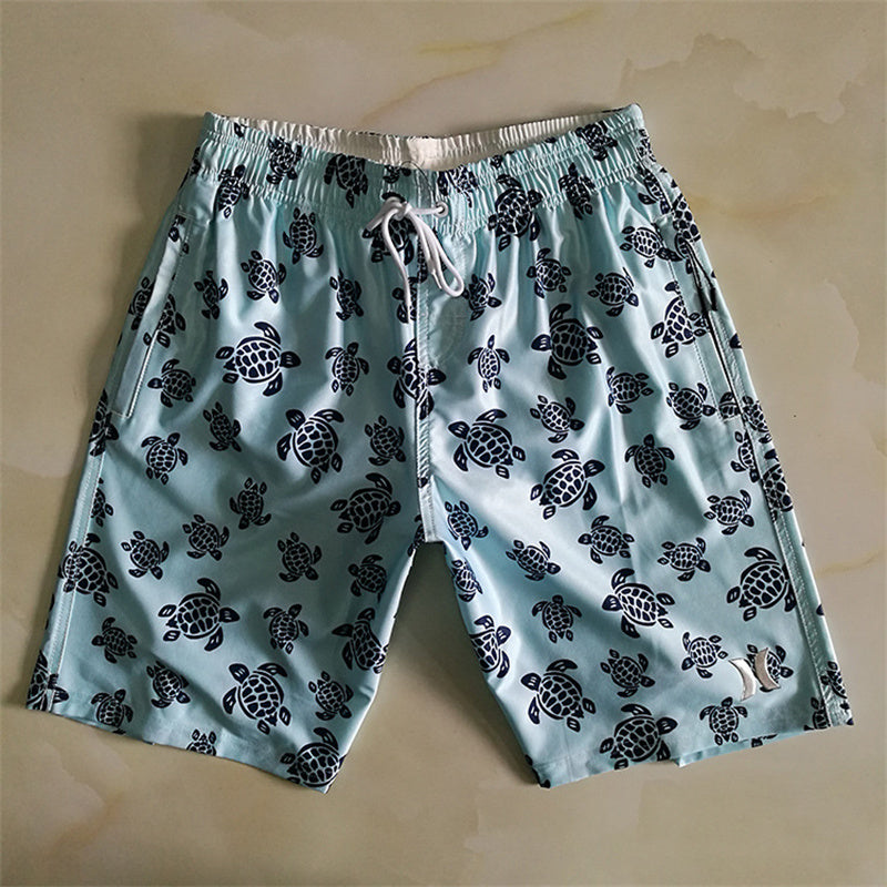 Men's Turtle-Print Swim Trunks with Pockets