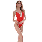 Deep V Neck Strappy Back Sexy Swimsuit