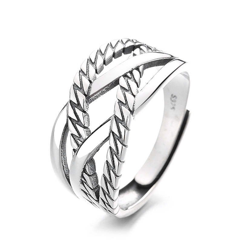 Twist Shape Line Cross Ring - Trendy Forefinger Accessory