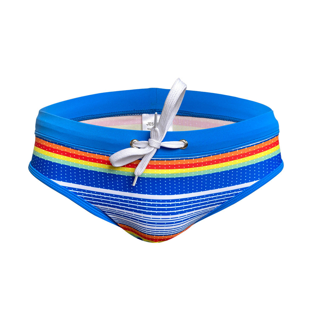 Men's Rainbow Stripe Swim Briefs