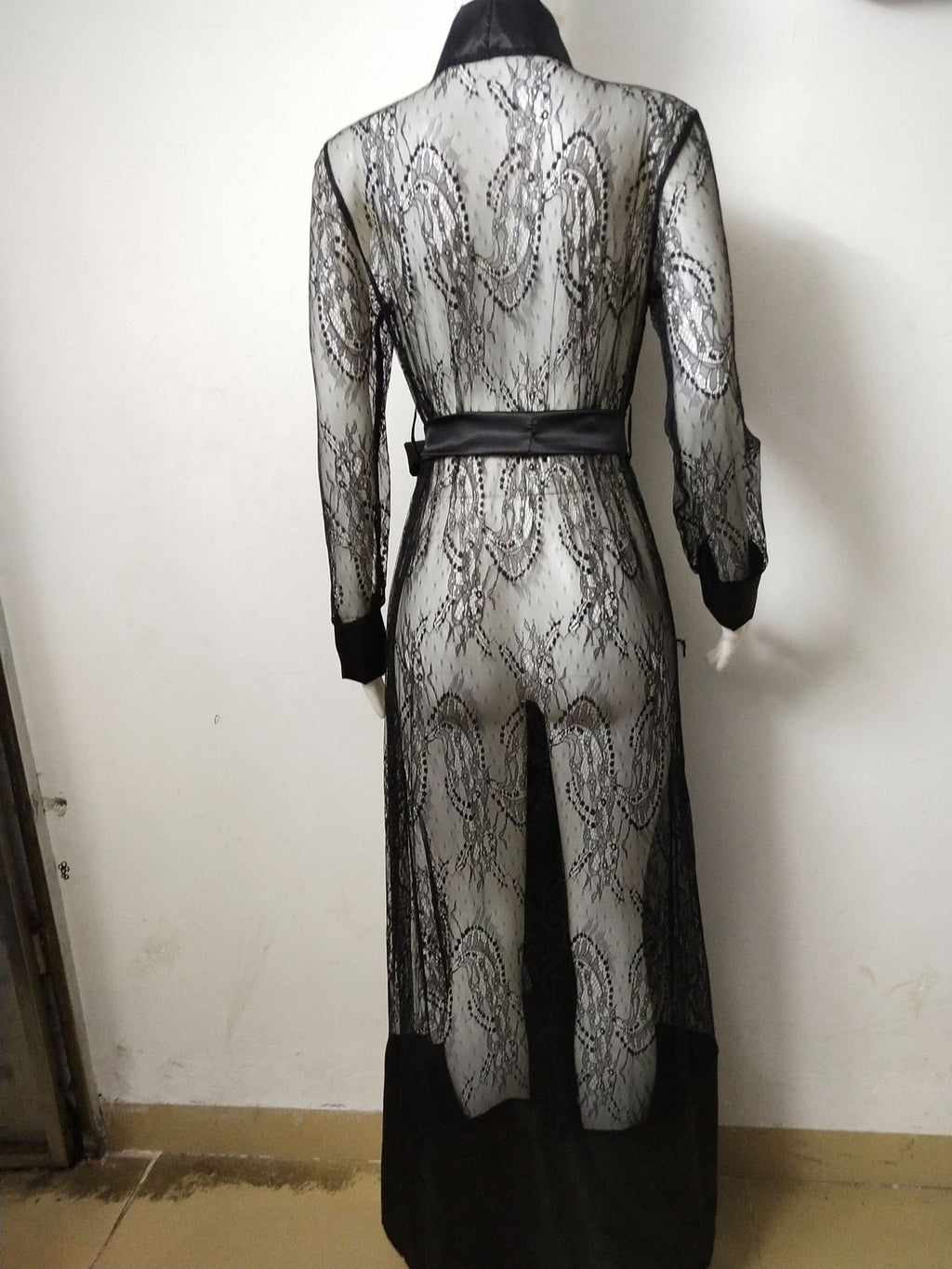 Lace Sheer Long Kimono Robe Nightwear for Women