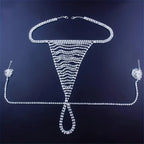 Rhinestone Thong Body Chain in Gold and Silver