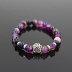Volcanic Stone Alloy Dog Paw Heart Bead Bracelet