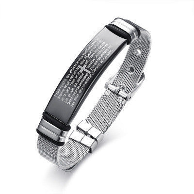 Black Titanium Steel Bracelet with Christian Verses | Christian Jewelry