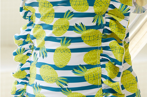 Girls' Pineapple Print Ruffle One-Piece Swimsuit