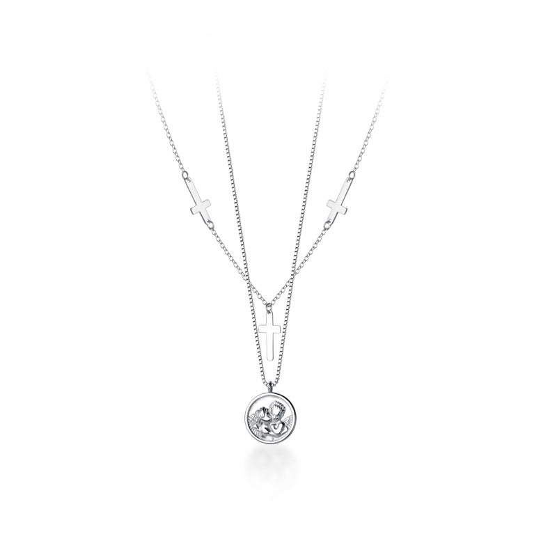 Ailuoqi Silver Vintage Cross Pendant Necklace