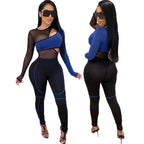 Women's Mesh Crop Top and Leggings Set