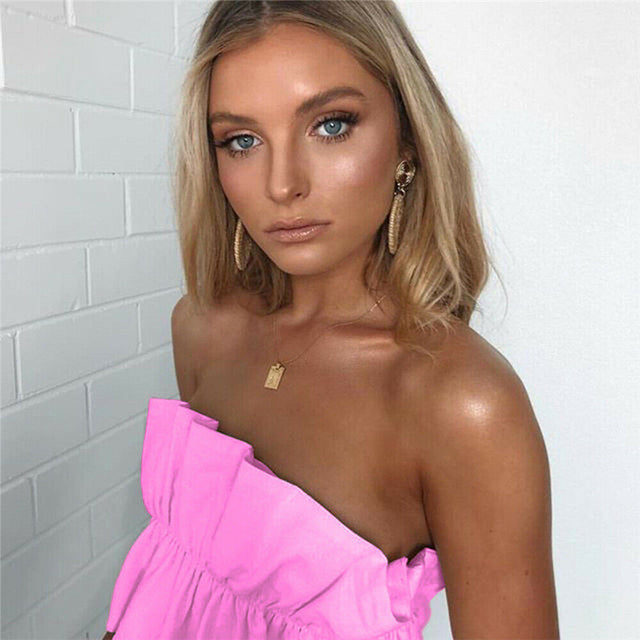 Off Shoulder Ruffled Tube Top for Women
