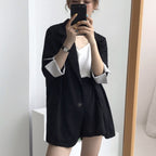 2020 Women's Thin Striped Sleeve Blazer and Shorts Set