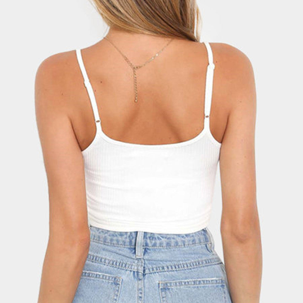 Summer Slim Fit Solid Color Backless Tank Top for Women
