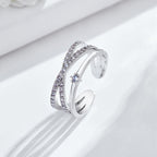 Fashionable Adjustable Cross Double-layer Ring for Women