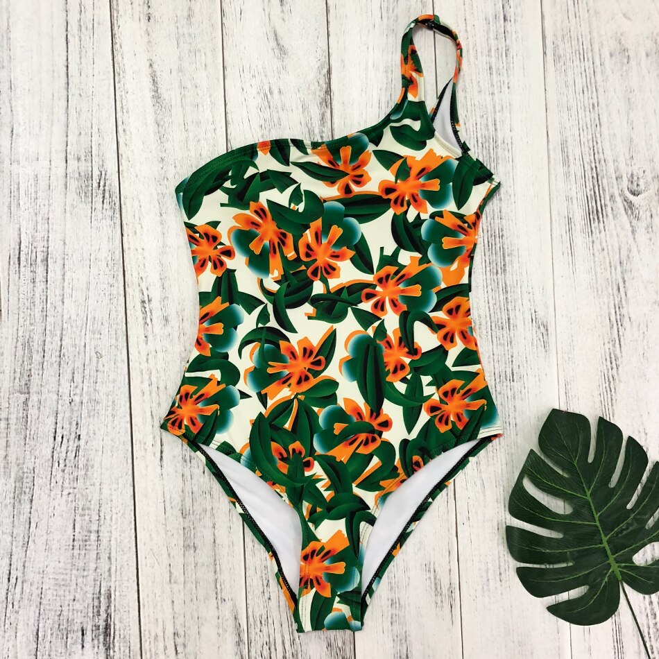 Tropical Floral One-Shoulder One-Piece Swimsuit