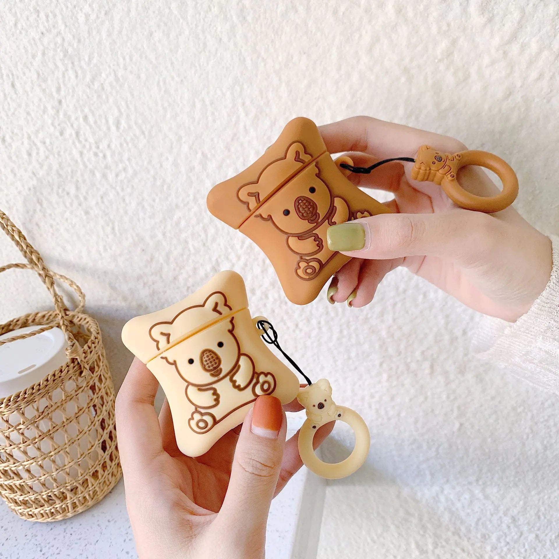 Cartoon Bear AirPods Case with Hook for Wireless Earbuds | Accessory