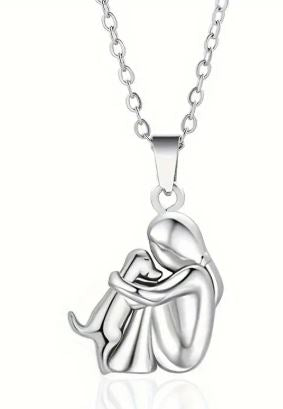 Best Friend And Dog Hugging Earrings and Necklace | Jewelry
